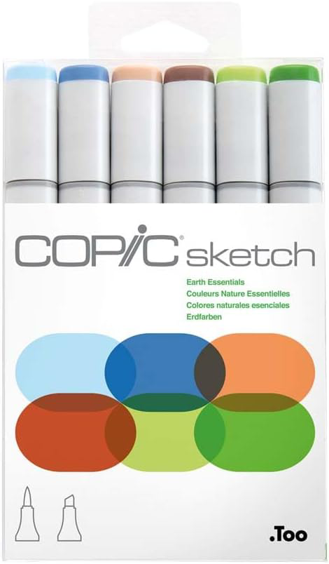 Copic Sketch, Alcohol-based Markers, 6pc Set, Earth Essential